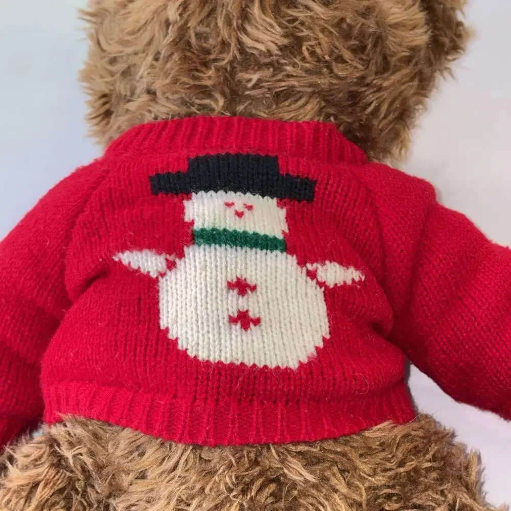 Vintage 1998 Belkie Bear Plush Teddy Stuffed Animal Red‎ Snowman Sweater Belk